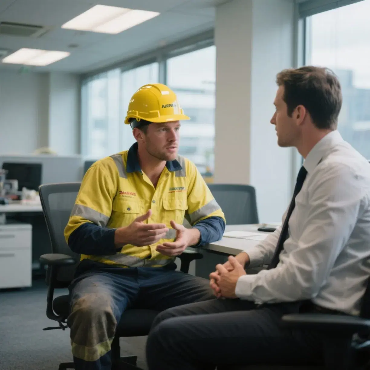 Injured worker receiving support and guidance